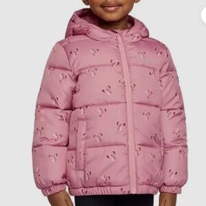 NEW! Miles the Label Pink Bows Girls Puffer Jacket 2T Winter Coat Hood NWOT